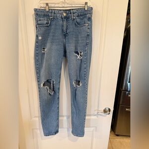 Forever 21 Womens Size 30 Distressed Medium Wash Denim Blue Jeans